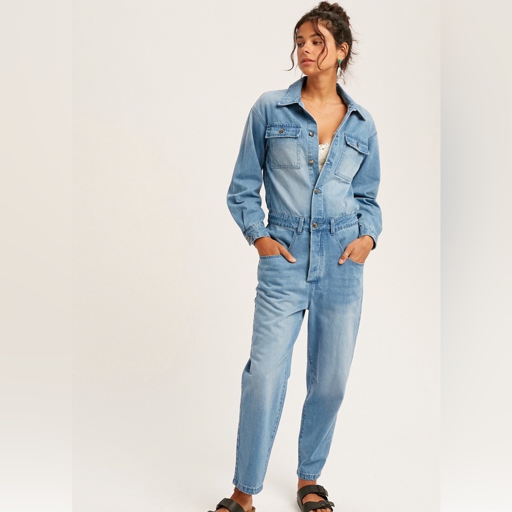 Long‎ Sleeve Utility Denim Jumper